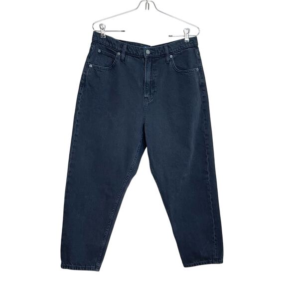 GAP Denim Women's Size 12/31P Black High Rise Tapered Leg Cropped Mom Jeans - Picture 2 of 7